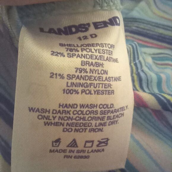 Lands End Athletic One Piece Swimsuit-Size 12-Racerback-Lined-UPF 50-D Cup - Picture 9 of 10